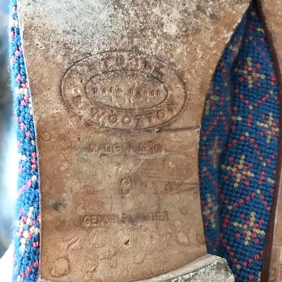 Stubbs & Wootton Blue Patterned Loafers Flats - Picture 4 of 5